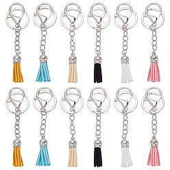 Платина 6шт 6 цвета искусственная замша кисточки брелок подвеска, со сплавочной фурнитурой, платина, 10.5 см, 2 шт / цвет