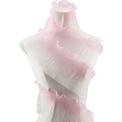 Pink 5ярдов полиэстеровой плиссированной кружевной ленты, отделка из органзы, для декоративной одежды, розовые, 5-1/4 дюйм (133 мм), 5 ярдов / комплект