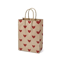 Сердце Бумажные пакеты ко дню святого валентина, с ручками, для подарочных пакетов и сумок, красные, сердце, мешок: 8x15x21 см, сгиб: 210x150x2 мм
