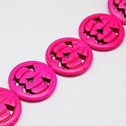 Фуксиновый Синтетических нитей бирюзовые бусы, окрашенные, тыква тыква джек о фонарь джек о фонарь, красно-фиолетовые, 15x3.5 мм, отверстие : 1 мм, около 27 шт / нитка, 15.35 дюйм