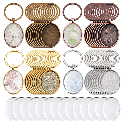 (52) Непрозрачная лаванда 24шт. 4 наборы для изготовления брелоков из сплава разных стилей, со стеклянными кабошонами и железными кольцами, разноцветные, 61 мм, 6 шт / стиль