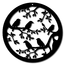 Electrophoresis Black Décorations murales en fer, avec des vis, plat rond avec un oiseau, électrophorèse noir, 30 cm