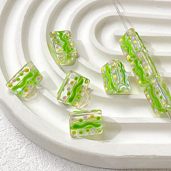 Зеленый газон Бусины лэмпворк , пастельный фарфор, треугольные, зеленый газон, 12x9 мм, отверстие : 1.2 мм