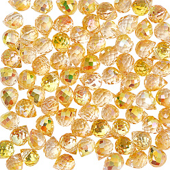 Gold 80Pcs Electroplate Glass Beads, Teardrop, Faceted, Gold, 8x6mm, Hole: 1mm
