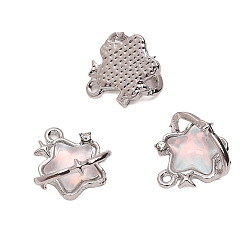 Звезда Стеклянные подвески, со сплавочной фурнитурой, платина, бледные бирюзовая, звезда, 15x15 мм