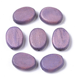 Pflaume Bemalte Naturholzperlen, ellipsenförmige, Pflaume, 18x14x5.5 mm, Bohrung: 1.5 mm