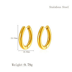 Золотой Стильные 304 овальные серьги-кольца из нержавеющей стали, золотые, 24.5x20.8 мм