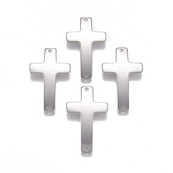 Stainless Steel Color Tarnish Resistant 304 Stainless Steel Links connectors, Cross, Stainless Steel Color, 35.5x20.5x1.5mm, Hole: 1.6mm