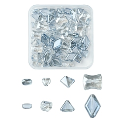 Морской Синий Гальванизируйте прозрачные стеклянные бусины, смешанный стиль, разнообразные, Marine Blue, 5.5~15x4~10.5x3~6.8 мм, отверстие : 0.8~1.2 мм, 10 шт / стиль