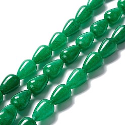 Зеленый Бусины из натурального белого нефрита, окрашенные, слеза, зелёные, 15x10 мм, отверстие : 1.5 мм, около 27 шт / нитка, 15.75 дюйм (40 см)