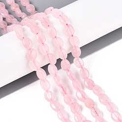 Розовый Кварц Природного розового кварца нитей бисера, Плоско-овальные, 8x6x4 мм, отверстие : 0.8 мм, около 48~49 шт / нитка, 14.88~15.16'' (37.8~38.5 см)