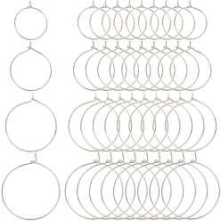 Платина 160 шт 4 стиль латунные кольца-шармы для бокалов вина, Обручальные серьги, платина, 20~35x0.8 мм (калибр 20), 40 шт / стиль