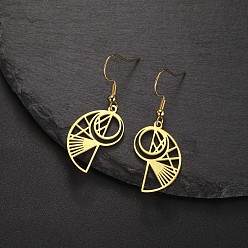 Золотой 304 из нержавеющей стали болтаться серьги, полая раковина, золотые, 24x17 мм