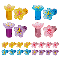 (52) Непрозрачная лаванда 16 шт. 4 цвета смоляные цветы и алюминиевые колпачки для вентилей шин, разноцветные, 20.4 мм, 4 шт / цвет