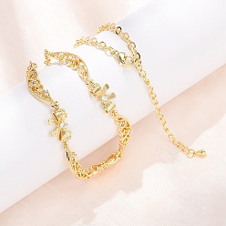 Настоящее золото 18K Латунные цепочки-банты и полые лунные звенья с прозрачными кубическими цирконами, стойки покрытие, долговечный, без кадмия и без свинца, реальный 18 k позолоченный, 17.32 дюйм (44 см)