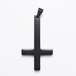 Черный Цвет Металла 304 из нержавеющей стали большие кулоны, крестик, металлический черный , 55x30x2 мм, отверстие : 7x5 мм