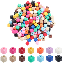 (52) Непрозрачная лаванда 280 шт 14 цвета непрозрачные акриловые бусины, кубические, граненые, разноцветные, 7.5x7.5x7 мм, отверстие : 1.8 мм, 20 шт / цвет