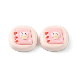 Lavender Blush Opaque Cute Cartoon Resin Cabochons, Rectangle, Lavender Blush, 15.5~17x16~17.5x7.5~8mm