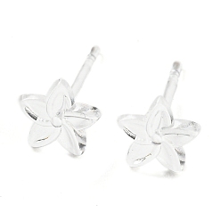 Clear Resin Stud Earring Findings, Plumeria Flower Earring for Women, Clear, 6x6.5mm, Pin: 0.8mm
