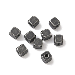 Античное Серебро Ретро 316 хирургические бусины-разделители из нержавеющей стали, кубические, античное серебро, 4x4x4 мм, отверстие : 1.5 мм