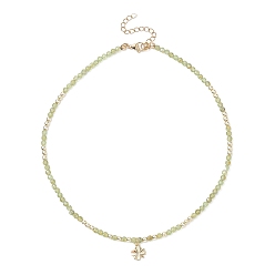 Золотой Колье с подвеской в виде клевера из латуни, ожерелье из бусин из натурального перидота и синтетического гематита, золотые, 16.50 дюйм (41.9 см)