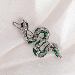 Платина Шпильки для волос из сплава змеи, аксессуары для волос для женщин и девочек, со стразами, платина, 60x30 мм