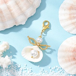 Белый Подвеска в виде ракушки-ангела, со стеклянными шариками и сплавов застежками когтя омара, белые, 54~57.5 мм