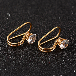 Золотой 304 из нержавеющей стали горный хрусталь серьги манжеты, золотые, 19x8x12 мм