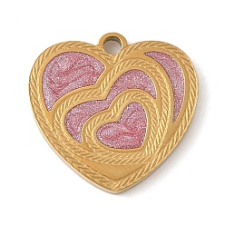 Сердце 304 нержавеющей стальной эмали подвески, ручная полировка, с блеском порошок, реальный 18 k позолоченный, сердце, 16x17x1.5 мм, отверстие : 1.7 мм