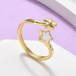 Настоящее золото 16K Кольца-манжеты из латуни для женщин, без кадмия и без свинца, звезда, реальный 16 k позолоченный, внутренний диаметр: 19 мм