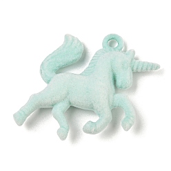 Аква Кулоны из флокированной смолы, прелести единорога, вода, 33x41x9.5 мм, отверстие : 3 мм