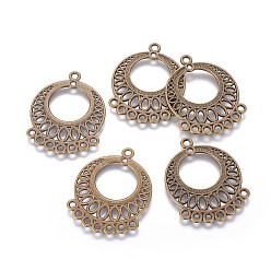 Античная Бронза Коннекторы тибетского стиля, без свинца, без кадмии и без никеля, плоско-круглые, античная бронза, Размер : длиной около 37.5 мм , шириной 29 мм , толщиной 1 мм , отверстие : 2.5 мм