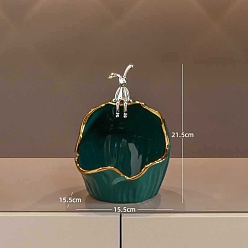 Teal Ceramic Rabbit Key Storage Ornaments, Home Desktop Decorations, Teal, 155x215mm