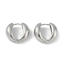 Платинированный Латунные серьги обруча, Реальная платина, 16x7 мм