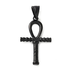 Черный 304 подвески из нержавеющей стали, глаз ра египетский анкх крест талисман, чёрные, 39.5x24x5 мм, отверстие : 9x5 мм