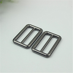 Черный Цвет Металла Регулятор скользящей пряжки из цинкового сплава, многоцелевые петли для лямок, аксессуары для багажного ремня, металлический черный , 0.55 см, внутренний диаметр: 21x38 мм