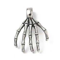 Античное Серебро 304 подвески из нержавеющей стали, Скелет руки, античное серебро, 43x32x9.5 мм, отверстие : 9.5x6.5 мм
