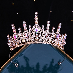 Розовый Сплав горный хрусталь ленты для волос, аксессуары для волос для женщин, девочек, украшение для вечеринки, корона, светло-розовый, 140 мм