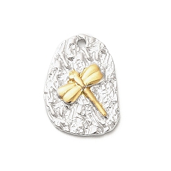 Teardrop 304 подвески из нержавеющей стали, золотые и нержавеющая сталь цвет, слезинка со стрекозой, 19.5x14x2 мм, отверстие : 1.4 мм