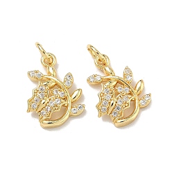 Бабочка Латунные микро проложить кубического циркония подвески, стойки покрытие, долговечный, без кадмия и без свинца, золотые, бабочки прелести, 15x11x3.5 мм, отверстие: 3ммкС