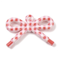 Красный Непрозрачные печатные акриловые подвески, бантом, красные, 34x48x9 мм, отверстие : 3.3 мм