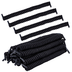 Черный 14Шнурки из полиэфирной и латексной нити с пружинами, чёрные, 145~150x11 мм