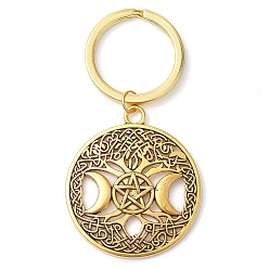 Античное Золото Сплав брелок, литыми кольцами, звезда и луна, античное золото , 6.5 см