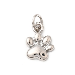Платина Латунные подвески, лапы печатать прелести, долговечный, без свинца и без кадмия, стойки покрытие, с целью перехода в кольце, платина, 12x9x2 мм, отверстие : 3 мм