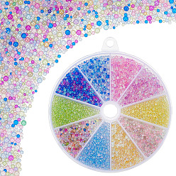 (52) Непрозрачная лаванда 120g 10 цвета ab с цветным покрытием 3d стеклянные мини-шарики для дизайна ногтей, крошечные шарики ногтей икрой, кружевные украшения для ногтей, разноцветные, 0.4~3 мм, 12 г / цвет