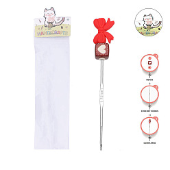 Красный Алюминиевые крючки для вязания с силиконовыми бусинами, платина, красные, 160x40x10 мм