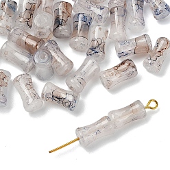 Светло-Голубой 30 шт. стеклянные бусины, покрытые лаком для выпечки, бамбуковую палку, Небесно-голубой, 12x6.5 мм, отверстие : 1.4 мм