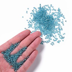 Pale Turquoise 12/0 Glass Seed Beads, Silver Lined Round Hole, Round, Pale Turquoise, 2mm, Hole: 1mm, about 30000 beads/pound