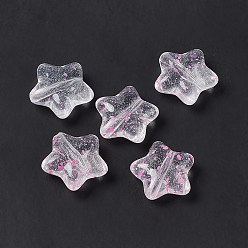 Ярко-Розовый Прозрачные акриловые бусины, с засохшим лепестком цветка, звезда, ярко-розовый, 19x20x8 мм, отверстие : 1.8 мм