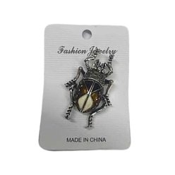 (123L) Белый крем непрозрачный блеск Булавки с эмалью в виде жука и стразами, значок из сплава насекомых для рюкзака, платина, огнеупорный кирпич, 50x25 мм